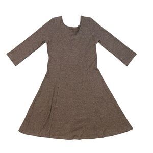 Women's Elbow Sleeve Stretchy Dress Size S Knee Lenght Brown Mocha Fall Spring
